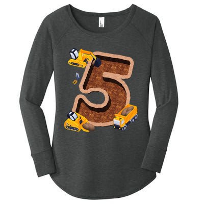 Im 5 and Digging It Dirty 5th -Y Excavator 5th Birthday Women's Perfect Tri Tunic Long Sleeve Shirt