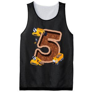 Im 5 and Digging It Dirty 5th -Y Excavator 5th Birthday Mesh Reversible Basketball Jersey Tank