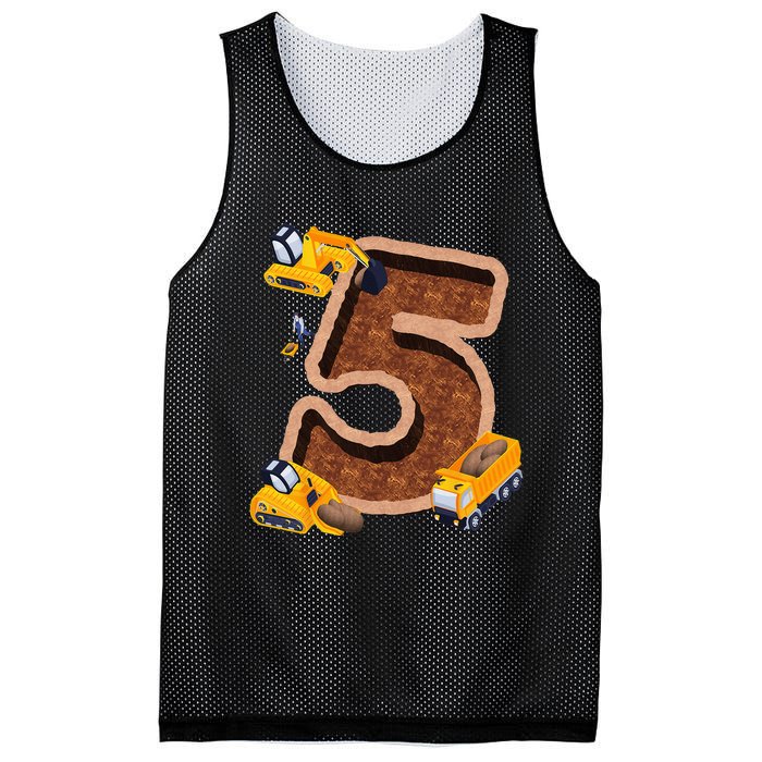 Im 5 and Digging It Dirty 5th -Y Excavator 5th Birthday Mesh Reversible Basketball Jersey Tank