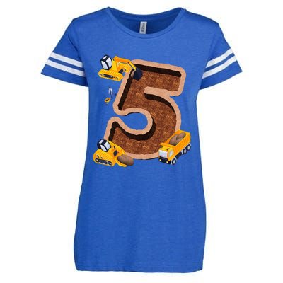 Im 5 and Digging It Dirty 5th -Y Excavator 5th Birthday Enza Ladies Jersey Football T-Shirt