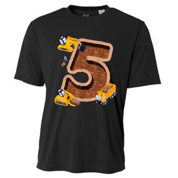 Im 5 And Digging It Dirty 5th Y Excavator 5th Birthday Boy Cooling Performance Crew T-Shirt