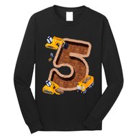 Im 5 And Digging It Dirty 5th Y Excavator 5th Birthday Boy Long Sleeve Shirt