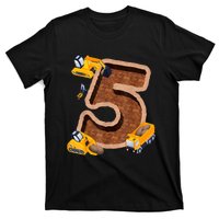 Im 5 And Digging It Dirty 5th Y Excavator 5th Birthday Boy T-Shirt