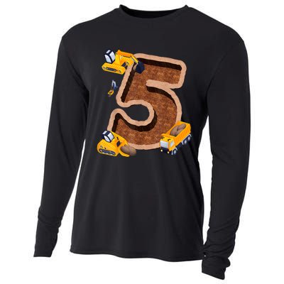 Im 5 And Digging It Dirty 5th Y Excavator 5th Birthday Boy Cooling Performance Long Sleeve Crew