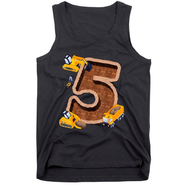 Im 5 And Digging It Dirty 5th Y Excavator 5th Birthday Boy Tank Top