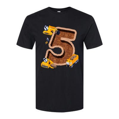 Im 5 And Digging It Dirty 5th Y Excavator 5th Birthday Boy Softstyle CVC T-Shirt