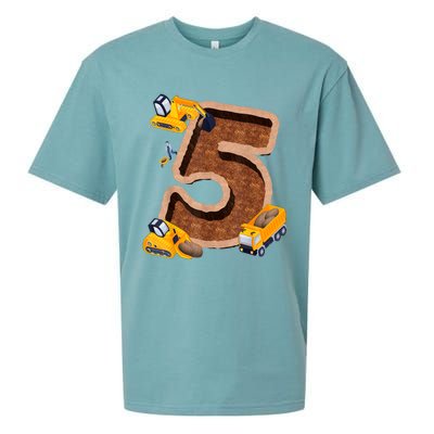 Im 5 And Digging It Dirty 5th Y Excavator 5th Birthday Boy Sueded Cloud Jersey T-Shirt