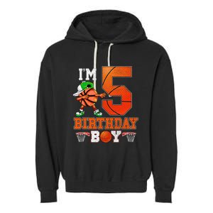 I'm 5 Birthday for 5 years old Basket Ball style Garment-Dyed Fleece Hoodie