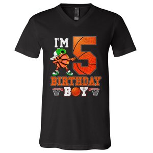 I'm 5 Birthday for 5 years old Basket Ball style V-Neck T-Shirt