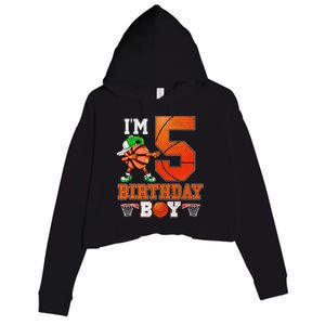 I'm 5 Birthday for 5 years old Basket Ball style Crop Fleece Hoodie