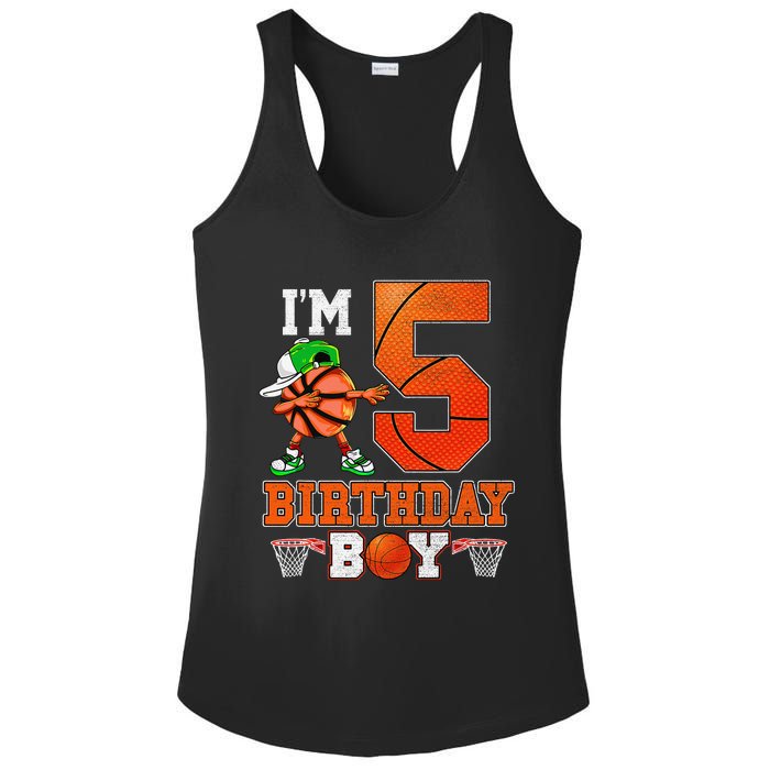 I'm 5 Birthday for 5 years old Basket Ball style Ladies PosiCharge Competitor Racerback Tank