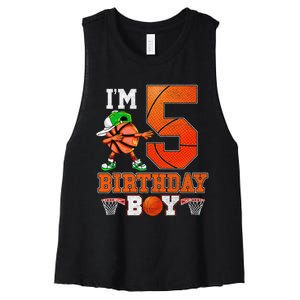 I'm 5 Birthday for 5 years old Basket Ball style Women's Racerback Cropped Tank