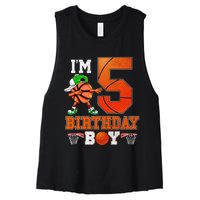 I'm 5 Birthday for 5 years old Basket Ball style Women's Racerback Cropped Tank