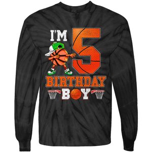 I'm 5 Birthday for 5 years old Basket Ball style Tie-Dye Long Sleeve Shirt