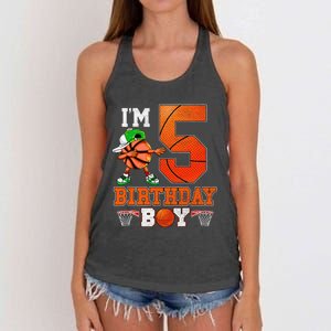 I'm 5 Birthday for 5 years old Basket Ball style Women's Knotted Racerback Tank