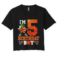 I'm 5 Birthday for 5 years old Basket Ball style Women's Crop Top Tee