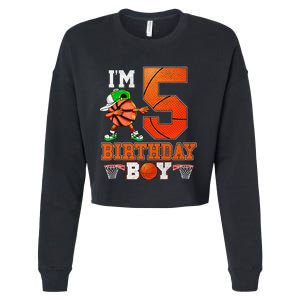 I'm 5 Birthday for 5 years old Basket Ball style Cropped Pullover Crew