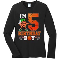 I'm 5 Birthday for 5 years old Basket Ball style Ladies Long Sleeve Shirt