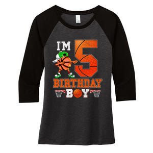 I'm 5 Birthday for 5 years old Basket Ball style Women's Tri-Blend 3/4-Sleeve Raglan Shirt