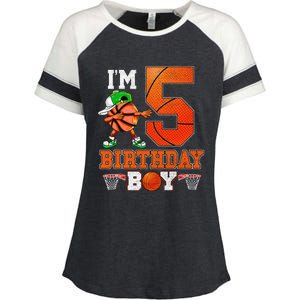 I'm 5 Birthday for 5 years old Basket Ball style Enza Ladies Jersey Colorblock Tee