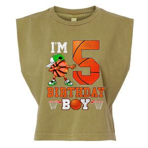 I'm 5 Birthday for 5 years old Basket Ball style Garment-Dyed Women's Muscle Tee