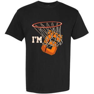 Im 5 Basketball Theme Birthday Party Celebration 5th Garment-Dyed Heavyweight T-Shirt