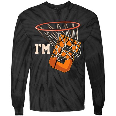 Im 5 Basketball Theme Birthday Party Celebration 5th Tie-Dye Long Sleeve Shirt