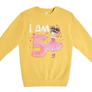 IAm 5 Fifth Birthday Party Dancing Pink Ballerina Premium Crewneck Sweatshirt