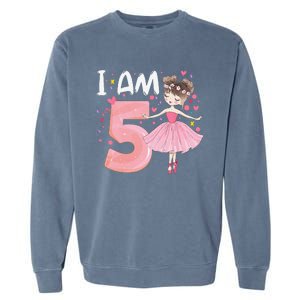 IAm 5 Fifth Birthday Party Dancing Pink Ballerina Garment-Dyed Sweatshirt