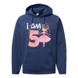 IAm 5 Fifth Birthday Party Dancing Pink Ballerina Performance Fleece Hoodie