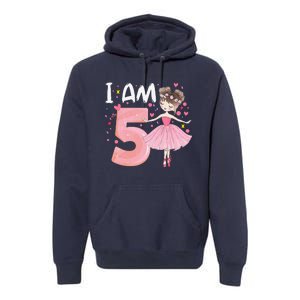 IAm 5 Fifth Birthday Party Dancing Pink Ballerina Premium Hoodie