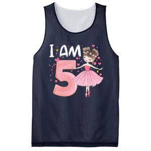 IAm 5 Fifth Birthday Party Dancing Pink Ballerina Mesh Reversible Basketball Jersey Tank