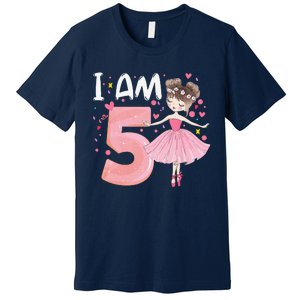 IAm 5 Fifth Birthday Party Dancing Pink Ballerina Premium T-Shirt