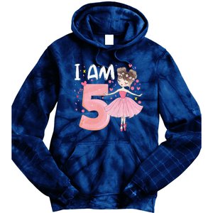 IAm 5 Fifth Birthday Party Dancing Pink Ballerina Tie Dye Hoodie