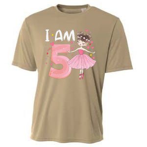 IAm 5 Fifth Birthday Party Dancing Pink Ballerina Cooling Performance Crew T-Shirt