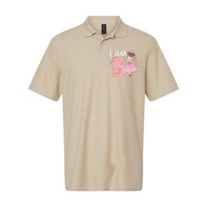 IAm 5 Fifth Birthday Party Dancing Pink Ballerina Softstyle Adult Sport Polo