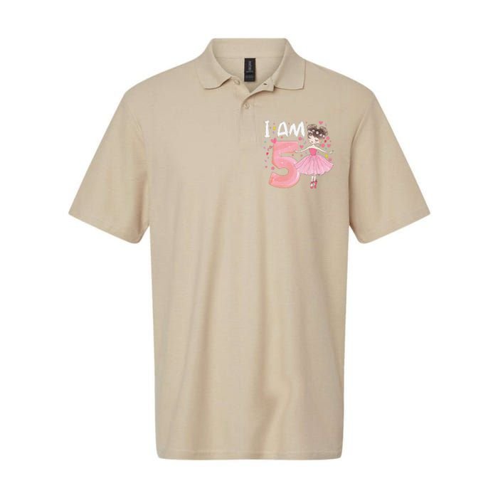 IAm 5 Fifth Birthday Party Dancing Pink Ballerina Softstyle Adult Sport Polo