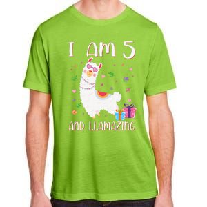 I'm 5 Llamazing Alpaca Llama Happy 5th Birthday Adult ChromaSoft Performance T-Shirt