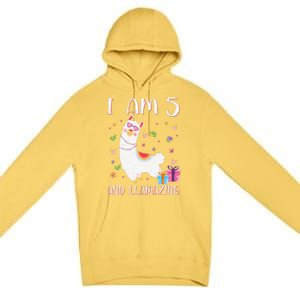 I'm 5 Llamazing Alpaca Llama Happy 5th Birthday Premium Pullover Hoodie