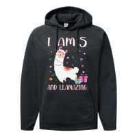 I'm 5 Llamazing Alpaca Llama Happy 5th Birthday Performance Fleece Hoodie