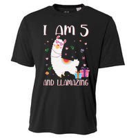 I'm 5 Llamazing Alpaca Llama Happy 5th Birthday Cooling Performance Crew T-Shirt