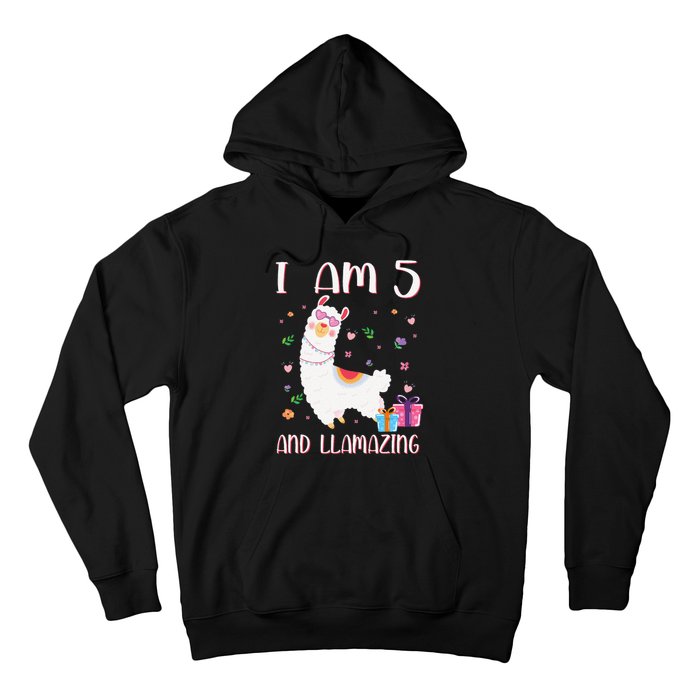 I'm 5 Llamazing Alpaca Llama Happy 5th Birthday Hoodie