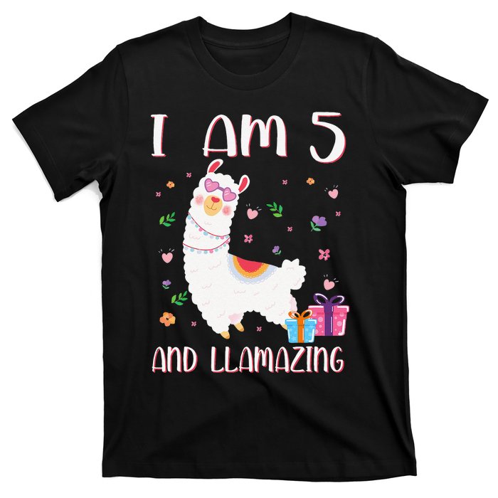 I'm 5 Llamazing Alpaca Llama Happy 5th Birthday T-Shirt