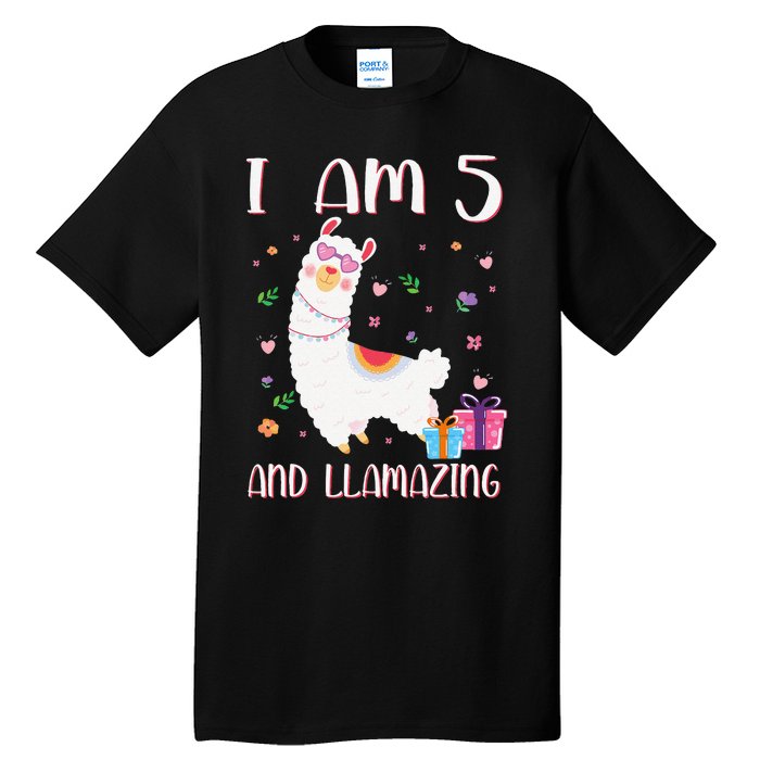 I'm 5 Llamazing Alpaca Llama Happy 5th Birthday Tall T-Shirt