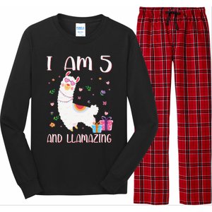 I'm 5 Llamazing Alpaca Llama Happy 5th Birthday Long Sleeve Pajama Set