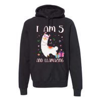 I'm 5 Llamazing Alpaca Llama Happy 5th Birthday Premium Hoodie