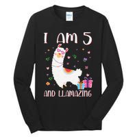 I'm 5 Llamazing Alpaca Llama Happy 5th Birthday Tall Long Sleeve T-Shirt