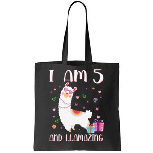 I'm 5 Llamazing Alpaca Llama Happy 5th Birthday Tote Bag