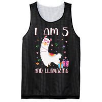 I'm 5 Llamazing Alpaca Llama Happy 5th Birthday Mesh Reversible Basketball Jersey Tank