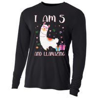 I'm 5 Llamazing Alpaca Llama Happy 5th Birthday Cooling Performance Long Sleeve Crew